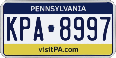 PA license plate KPA8997