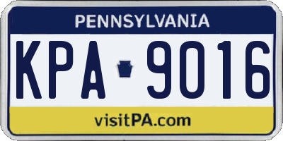 PA license plate KPA9016