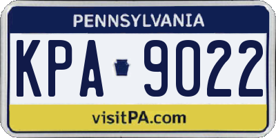 PA license plate KPA9022