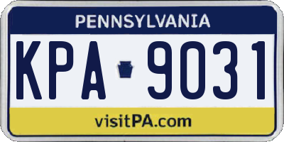 PA license plate KPA9031