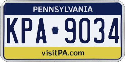 PA license plate KPA9034