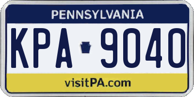 PA license plate KPA9040