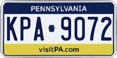 PA license plate KPA9072