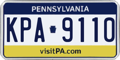 PA license plate KPA9110