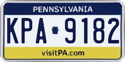 PA license plate KPA9182