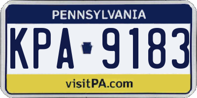 PA license plate KPA9183