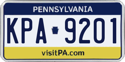 PA license plate KPA9201