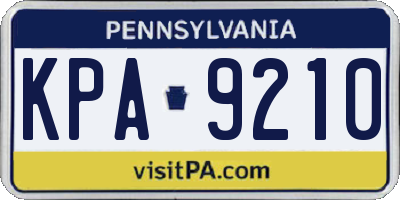 PA license plate KPA9210