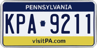 PA license plate KPA9211