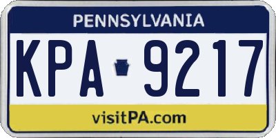 PA license plate KPA9217