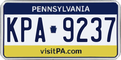 PA license plate KPA9237