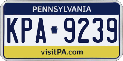 PA license plate KPA9239