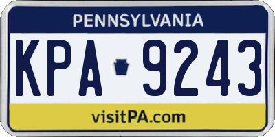 PA license plate KPA9243