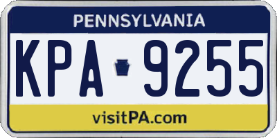 PA license plate KPA9255