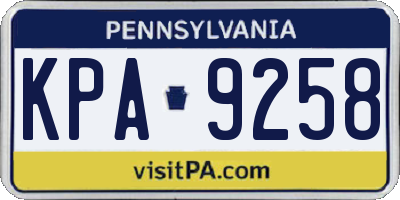 PA license plate KPA9258