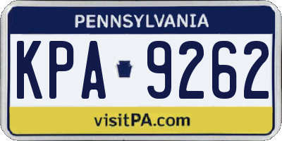 PA license plate KPA9262