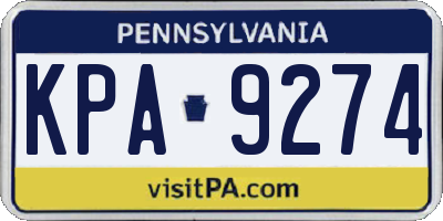 PA license plate KPA9274