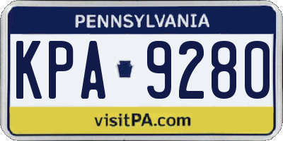 PA license plate KPA9280