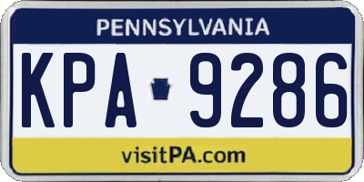 PA license plate KPA9286