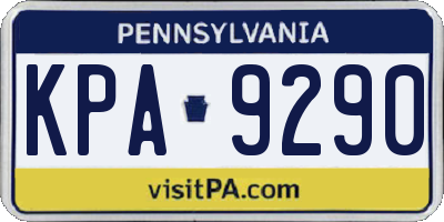 PA license plate KPA9290