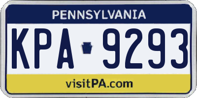 PA license plate KPA9293