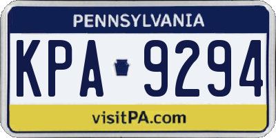 PA license plate KPA9294
