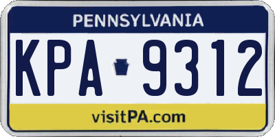 PA license plate KPA9312