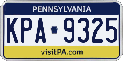PA license plate KPA9325