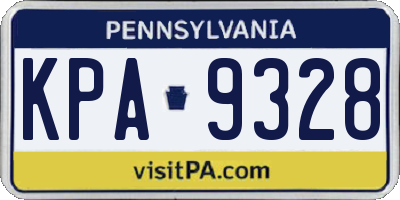 PA license plate KPA9328