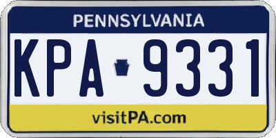 PA license plate KPA9331