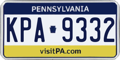 PA license plate KPA9332