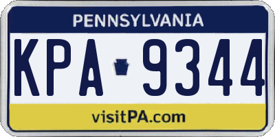 PA license plate KPA9344