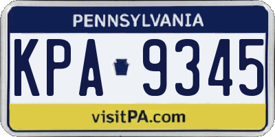 PA license plate KPA9345