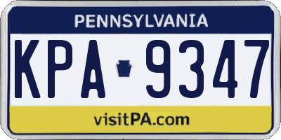 PA license plate KPA9347