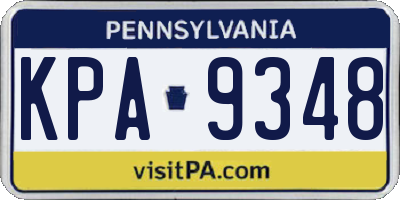 PA license plate KPA9348