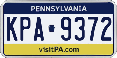 PA license plate KPA9372