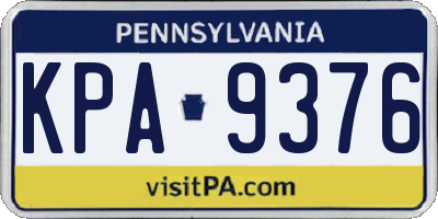 PA license plate KPA9376