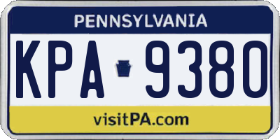 PA license plate KPA9380