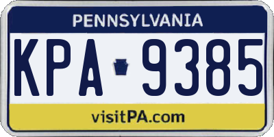 PA license plate KPA9385