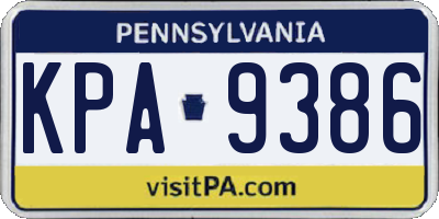 PA license plate KPA9386