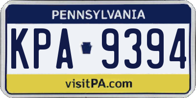 PA license plate KPA9394
