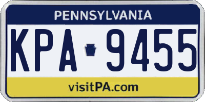 PA license plate KPA9455