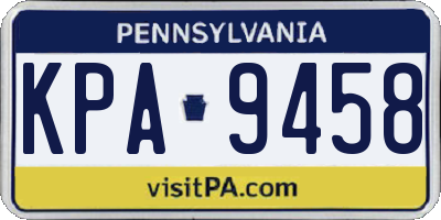 PA license plate KPA9458
