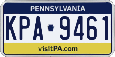 PA license plate KPA9461