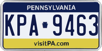 PA license plate KPA9463