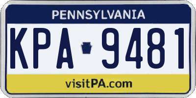 PA license plate KPA9481