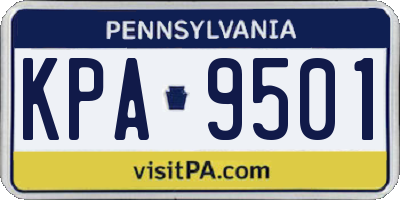 PA license plate KPA9501