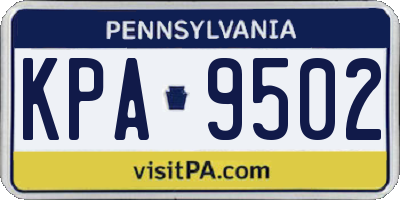 PA license plate KPA9502