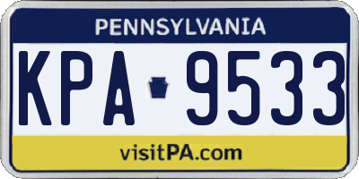 PA license plate KPA9533