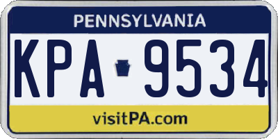 PA license plate KPA9534